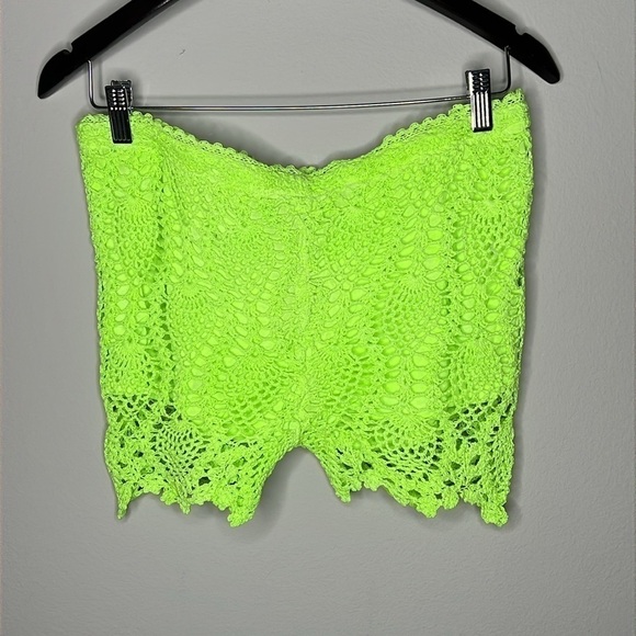 RAGA Crochet Boho Shorts Fully Lined in Lime Green Size Large NWT! - Picture 3 of 5
